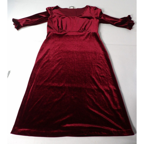 Vintage Northern Reflections Velvet Shift Dress sz 10 Red 90s Fairy Whimsigoth - Picture 8 of 13